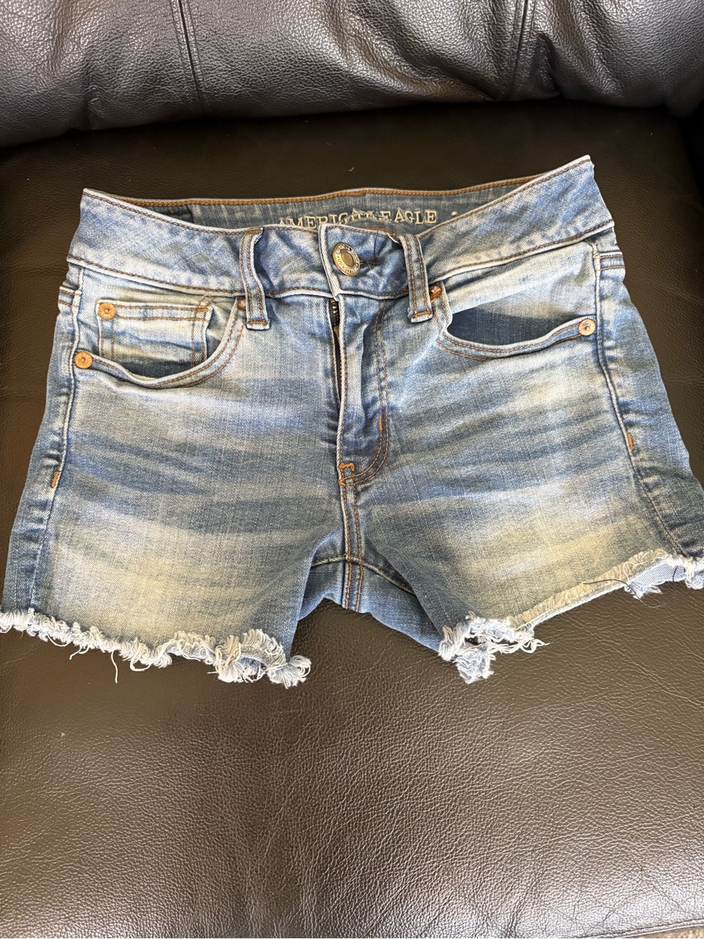 American Eagle Outfitters Light Blue Distressed Denim Cutoff Shorts
